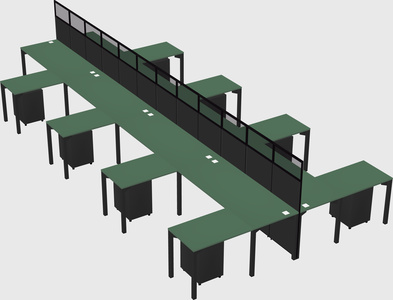 Shared l-shape cubicle
