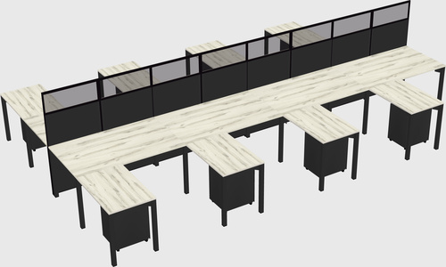 Shared l-shape cubicle