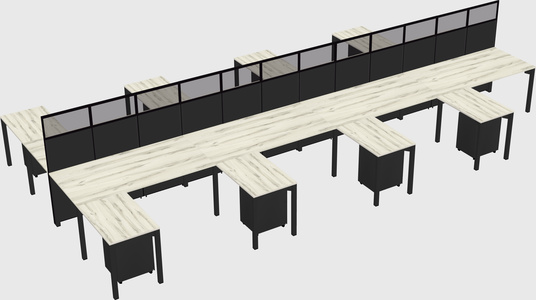 Shared l-shape cubicle