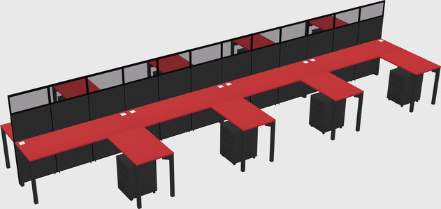 Shared l-shape cubicle