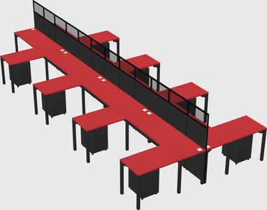 Shared l-shape cubicle