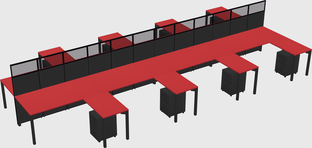 Shared l-shape cubicle