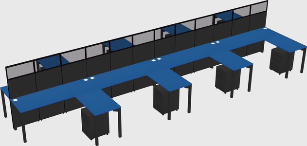 Shared l-shape cubicle