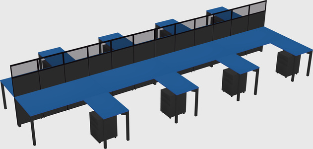 Shared l-shape cubicle
