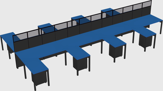 Shared l-shape cubicle