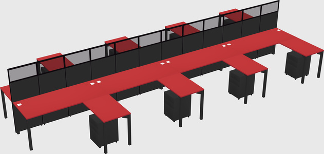 Shared l-shape cubicle
