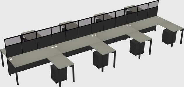 Shared l-shape cubicle