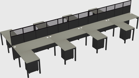 Shared l-shape cubicle