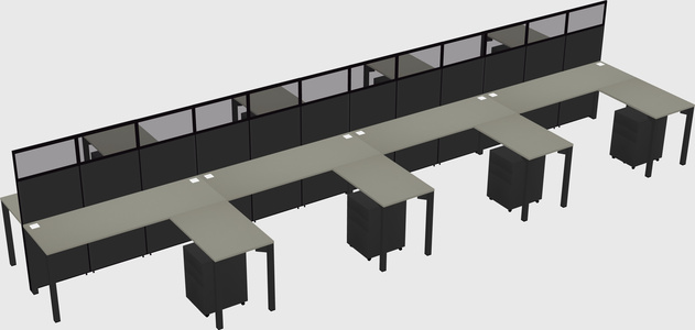 Shared l-shape cubicle