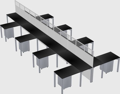 Shared l-shape cubicle
