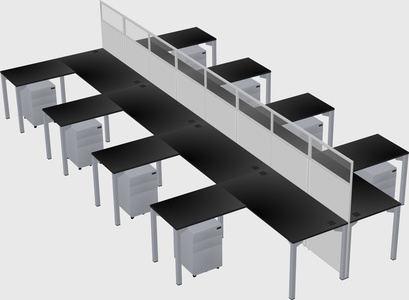 Shared l-shape cubicle