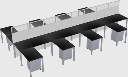Shared l-shape cubicle