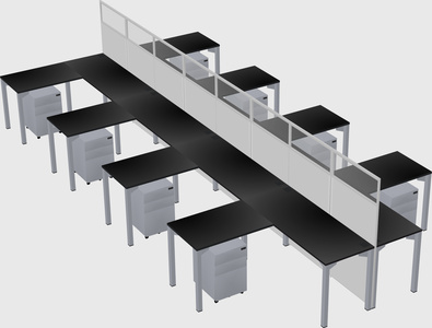 Shared l-shape cubicle