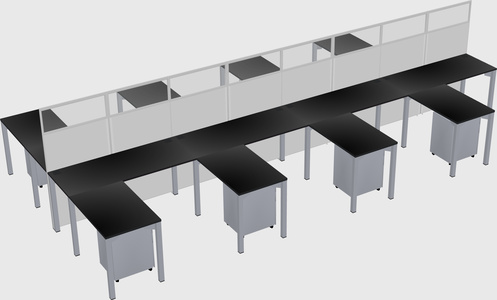 Shared l-shape cubicle