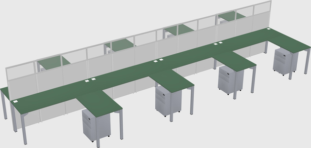 Shared l-shape cubicle