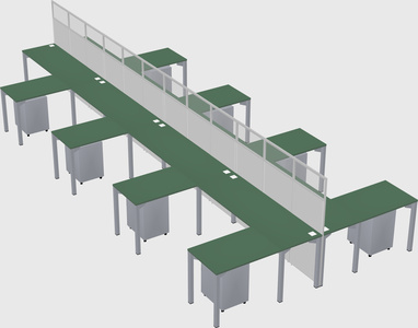 Shared l-shape cubicle