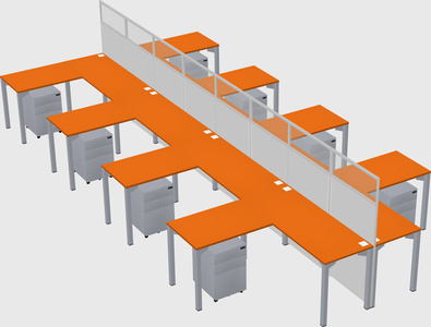 Shared l-shape cubicle