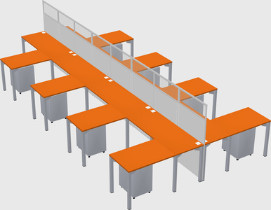 Shared l-shape cubicle