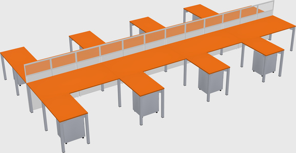 Shared l-shape cubicle