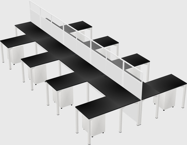 Shared l-shape cubicle