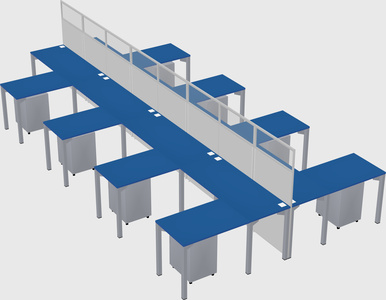 Shared l-shape cubicle