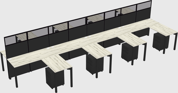 Shared l-shape cubicle