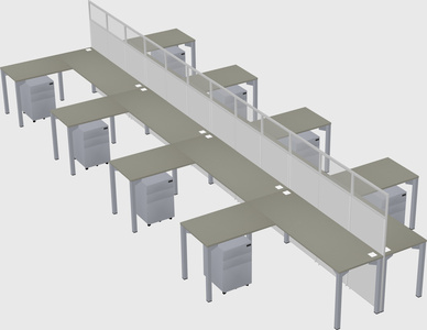 Shared l-shape cubicle
