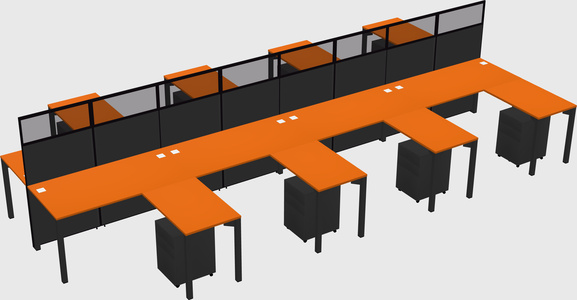 Shared l-shape cubicle