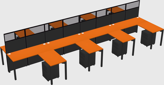 Shared l-shape cubicle