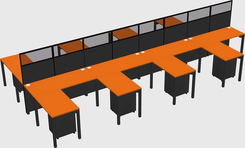 Shared l-shape cubicle