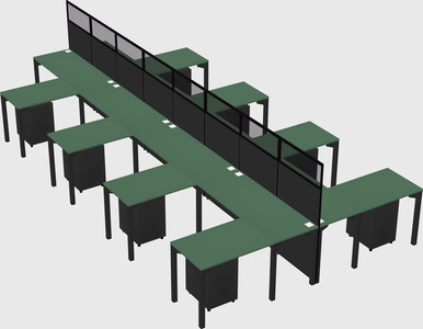 Shared l-shape cubicle