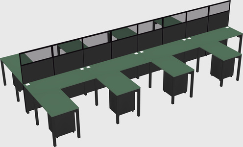 Shared l-shape cubicle