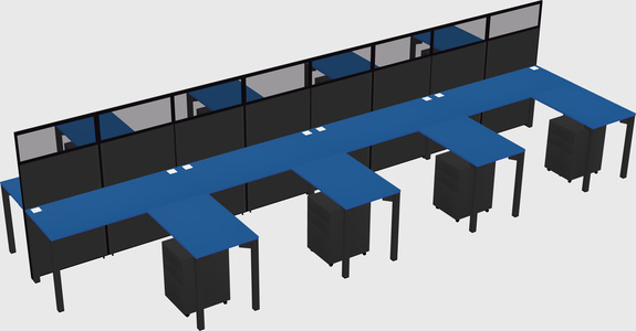 Shared l-shape cubicle