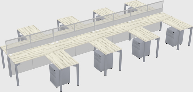 Shared l-shape cubicle