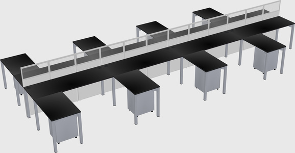 Shared l-shape cubicle