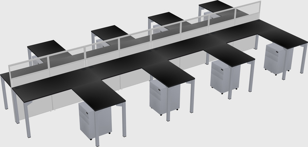 Shared l-shape cubicle