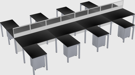 Shared l-shape cubicle