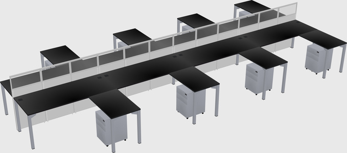 Shared l-shape cubicle