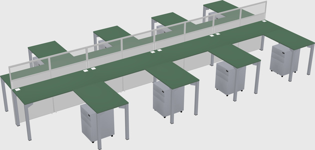 Shared l-shape cubicle