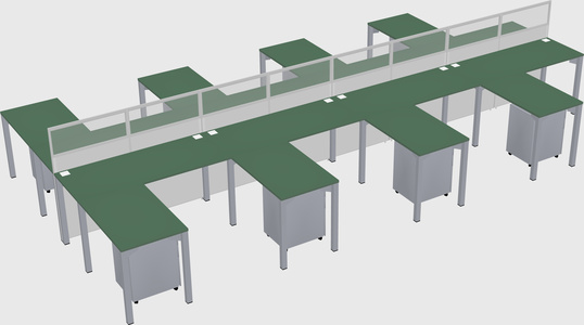 Shared l-shape cubicle