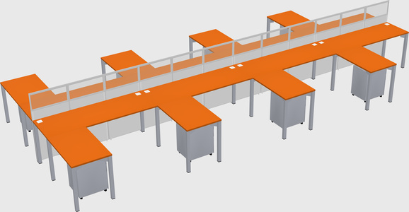Shared l-shape cubicle