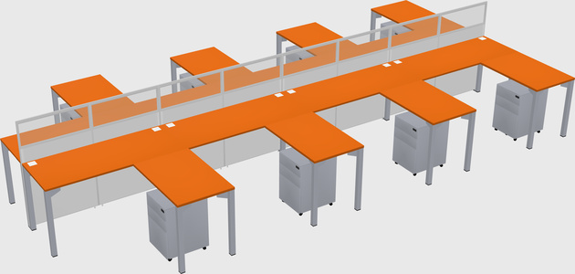 Shared l-shape cubicle