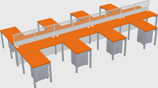 Shared l-shape cubicle