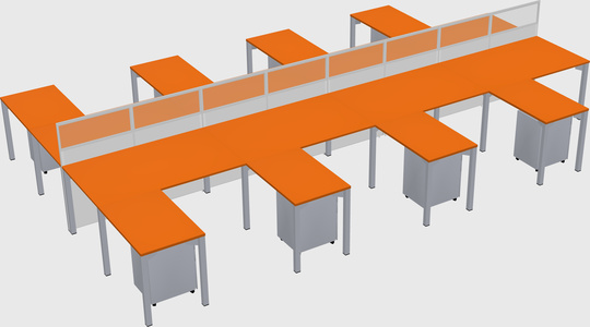 Shared l-shape cubicle