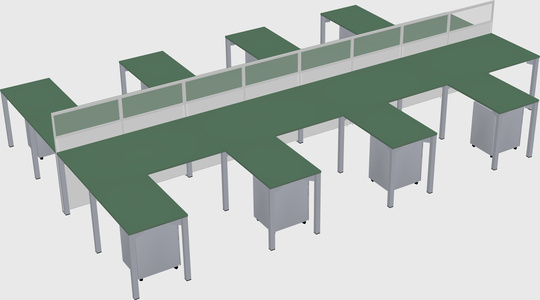 Shared l-shape cubicle