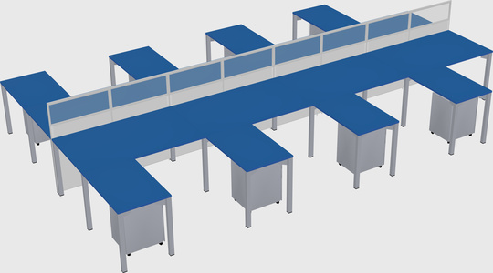 Shared l-shape cubicle