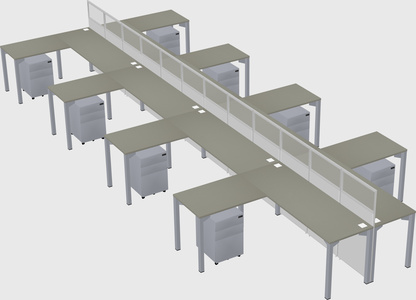Shared l-shape cubicle