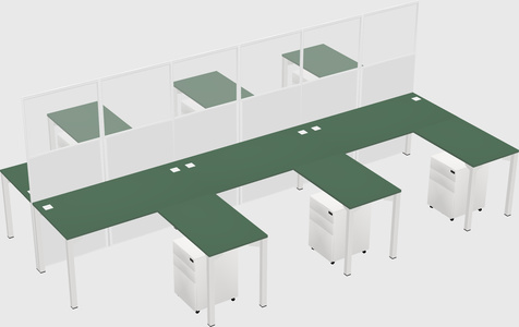 Shared l-shape cubicle