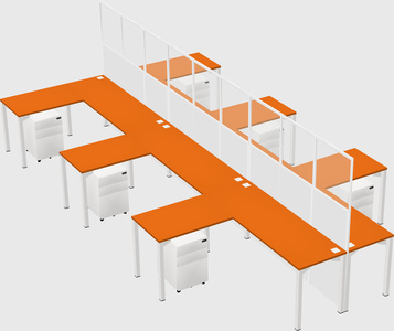 Shared l-shape cubicle