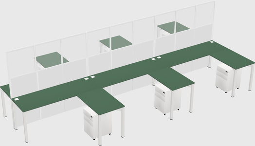 Shared l-shape cubicle